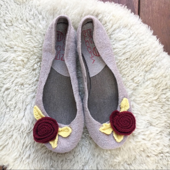 Big Buddha Shoes - Big Buddha Crochet Rose Felt Flats 7